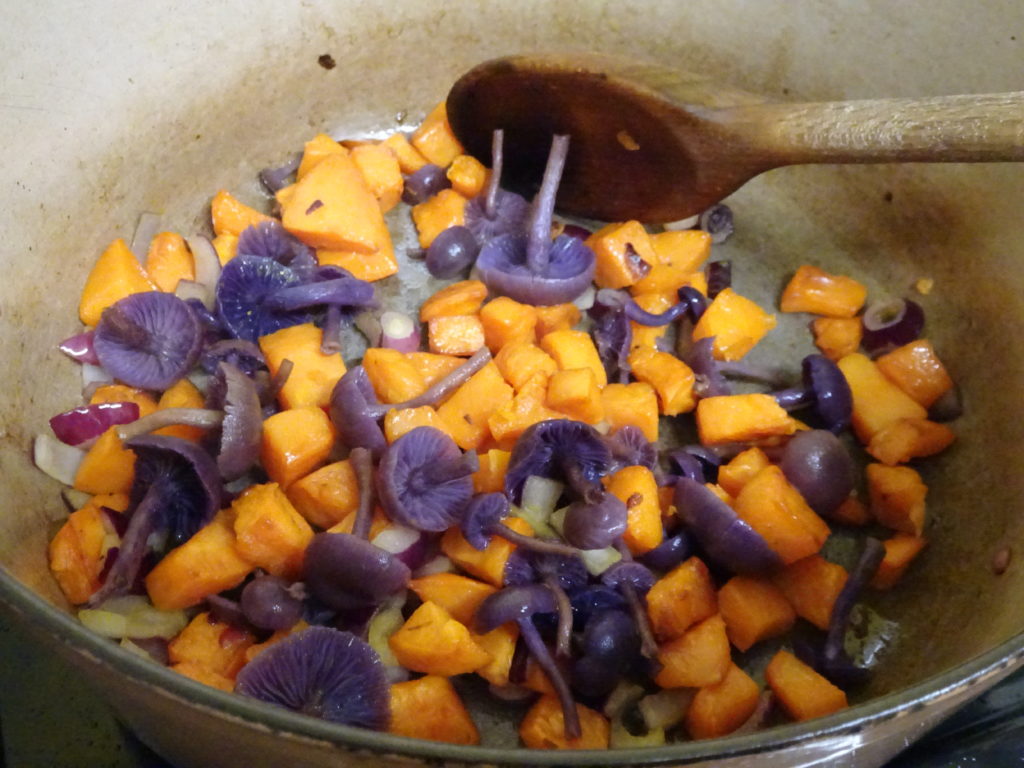 Purple Mushrooms and Sweet Potato