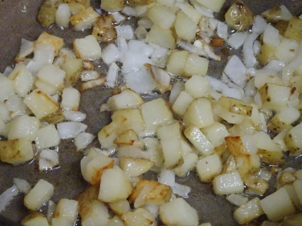 frying potato and onion